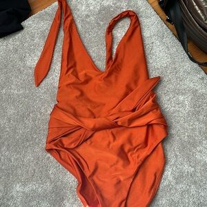 Veronica beard orange swim suit
